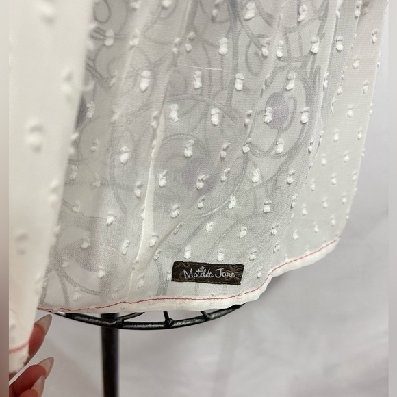 Matilda Jane white peplum swiss dot 3/4 sleeve blouse size M - Picture 3 of 9